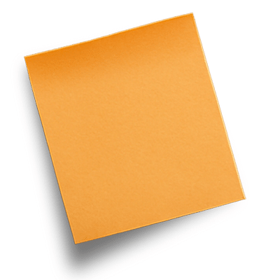 A single orange sticky note tilted out of line, symbolizing how small moments of miscommunication can shift an idea toward the classroom.
