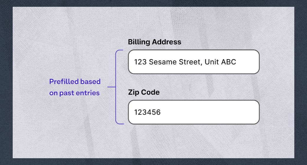 WCAG 2.2 compliance example of a form with fields prefilled from previously entered data.